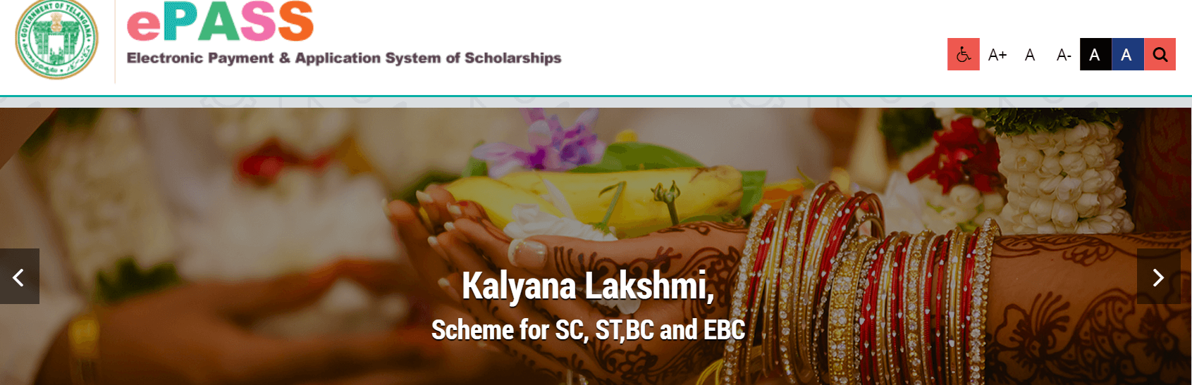 Kalyana Lakshmi Website homepage