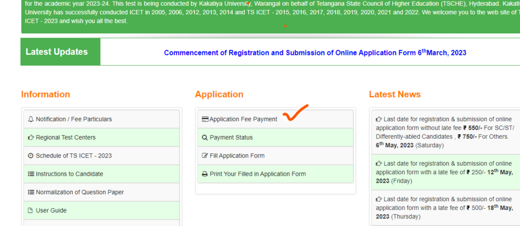 ts icet application fee payment