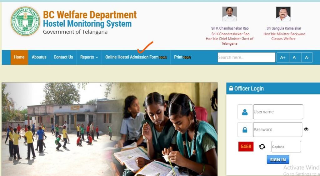 how to apply for bc welfare hostels in telangana