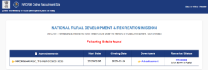 NRDRM Recruitment Homepage for application process