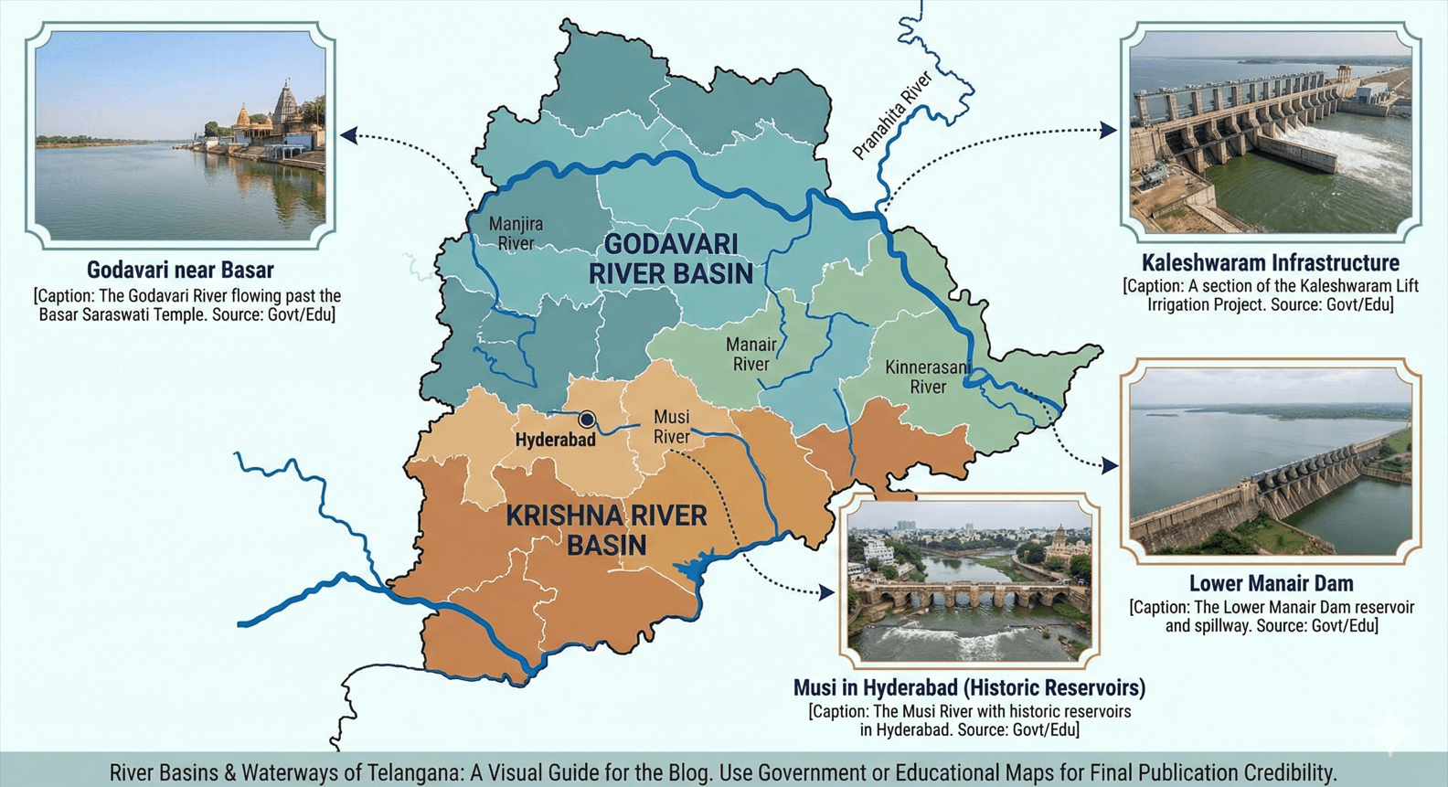 Telangana Rivers Map.pdf Rivers In Telangana : Godavari, Krishna & Tributaries Guide