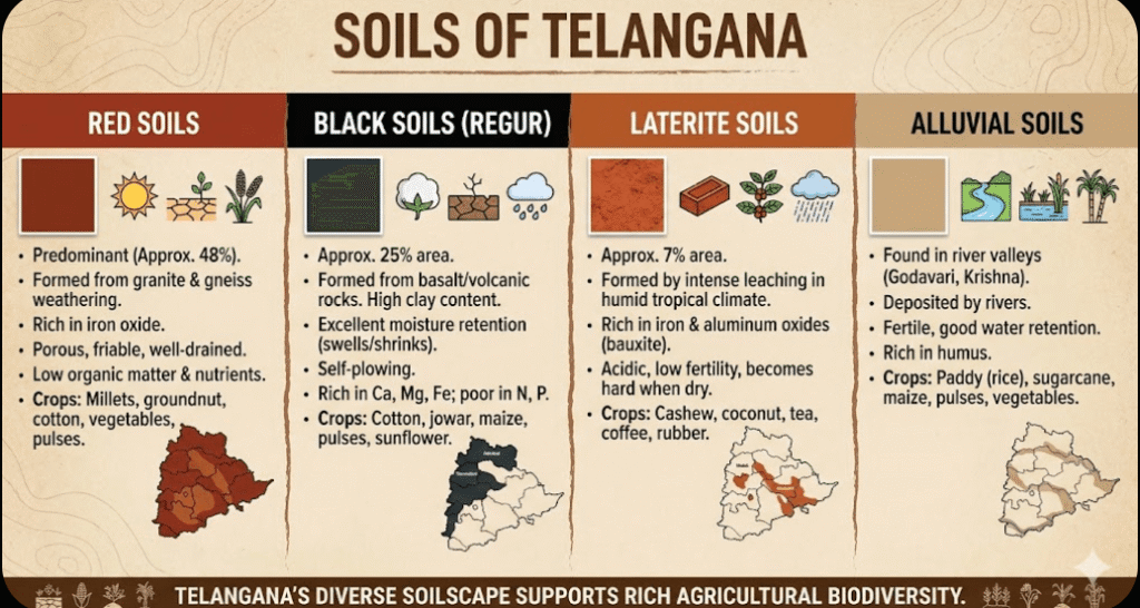 infographic of soils in telangana