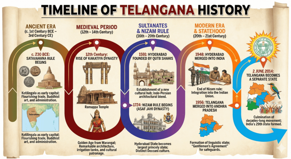 history of telangana timeline